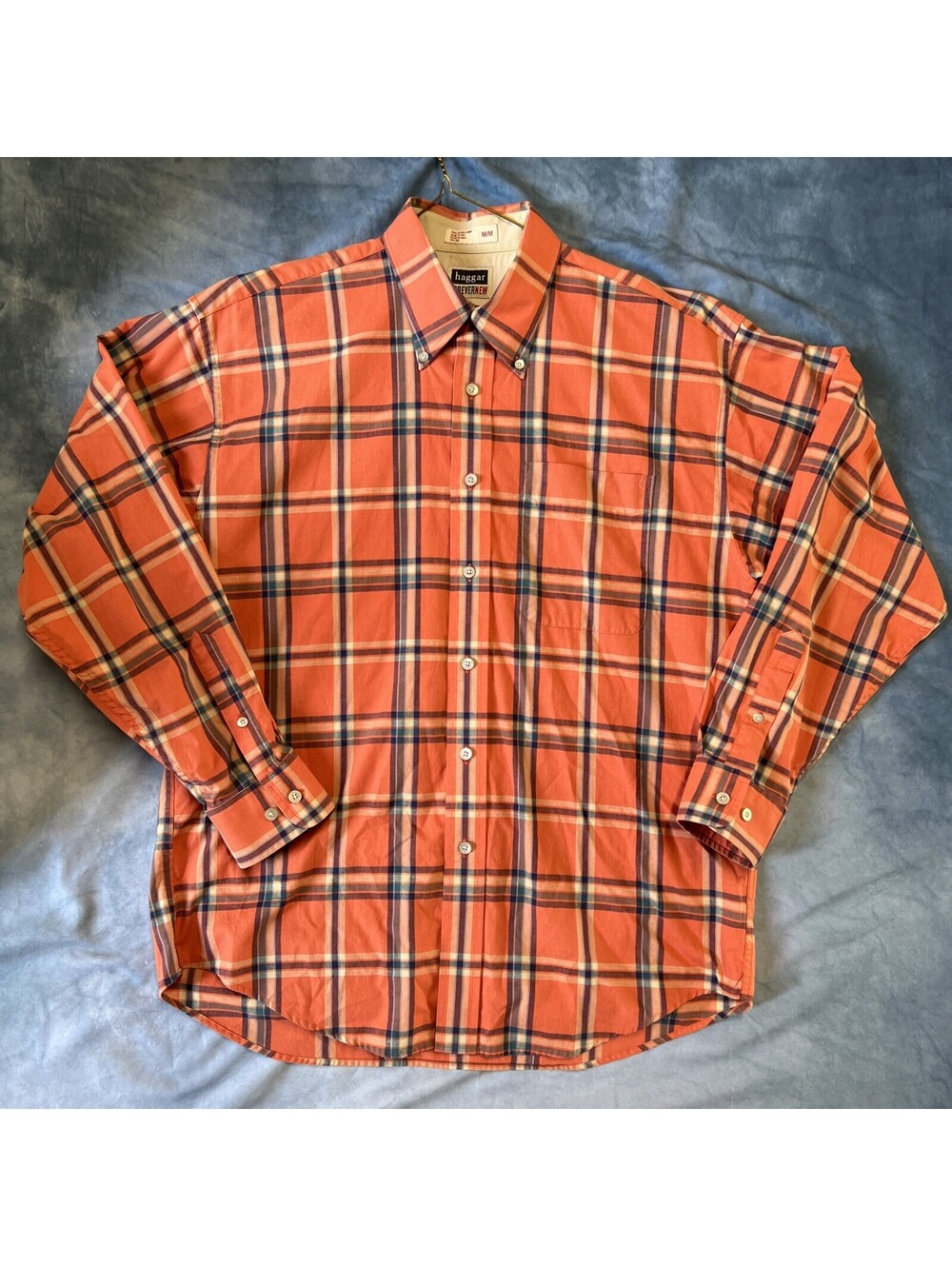 Haggar forever new shirt Orange Plaid Men’s M - 1213-2G